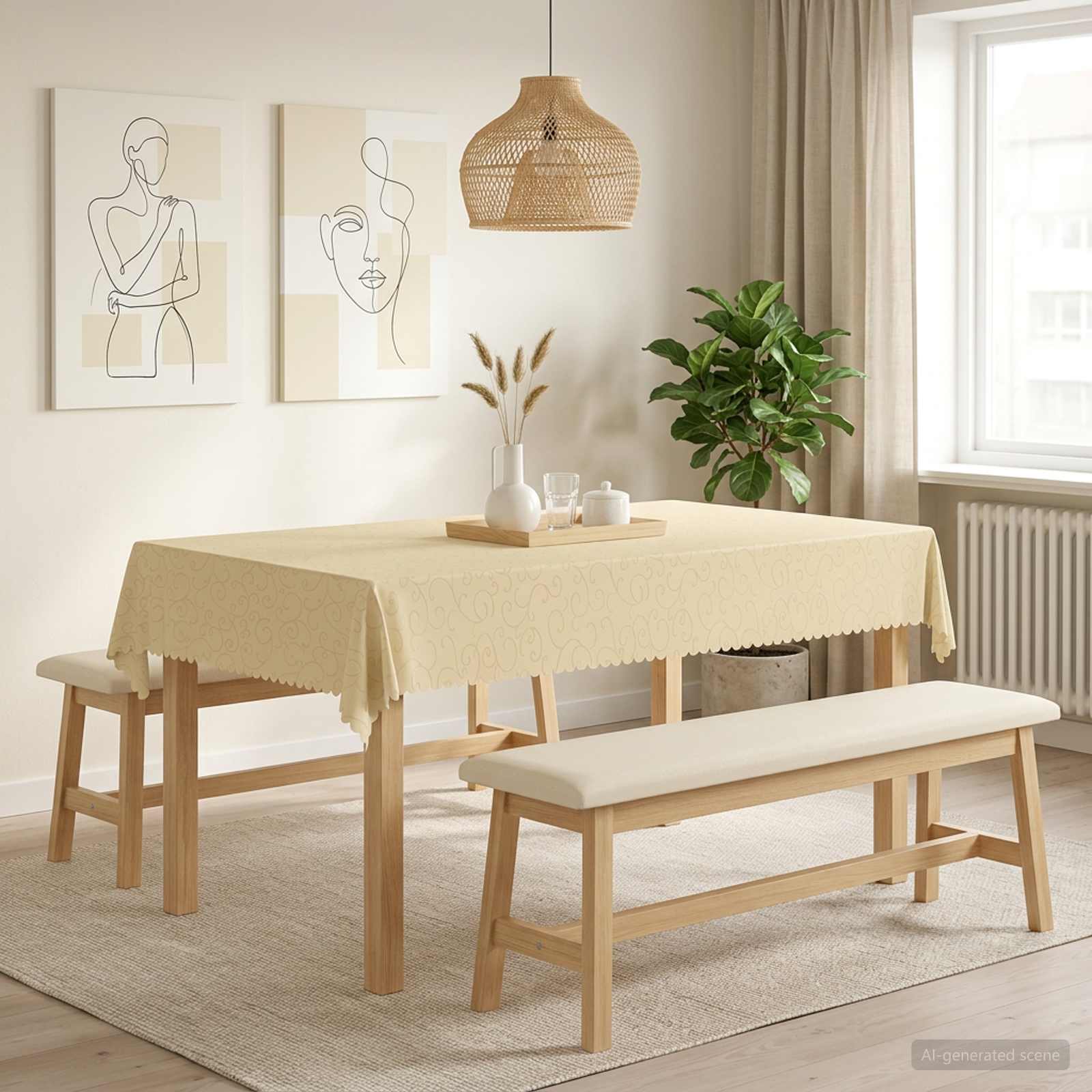 42040440_1.jpg vidaXL Uterák na stôl 5 ks Obdĺžnikový Krémovo biela 110 x 180 cm – Obrázok 1