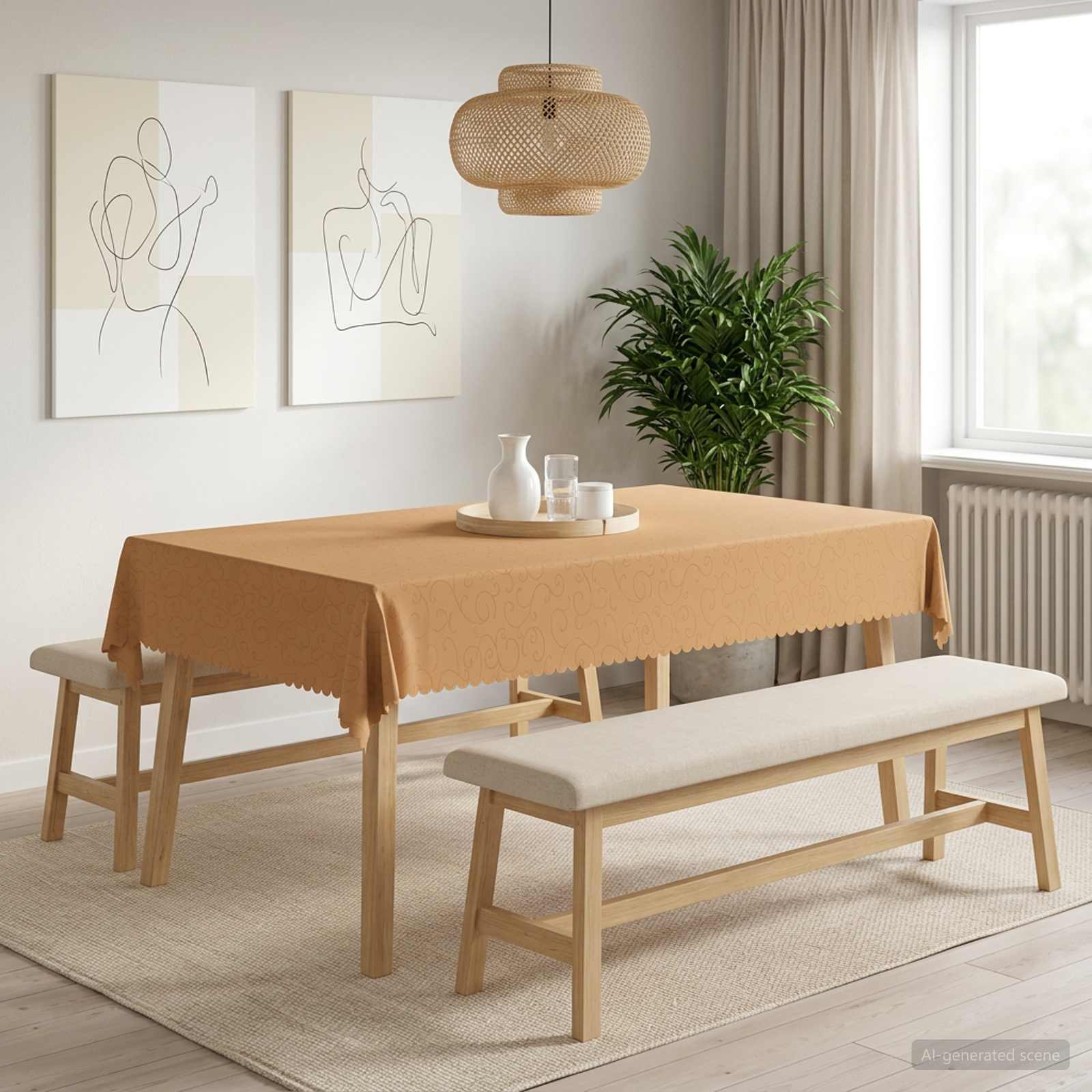 42040474_1.jpg vidaXL Uterák na stôl 5 ks Obdĺžnikový Béžová 140 x 220 cm – Obrázok 1