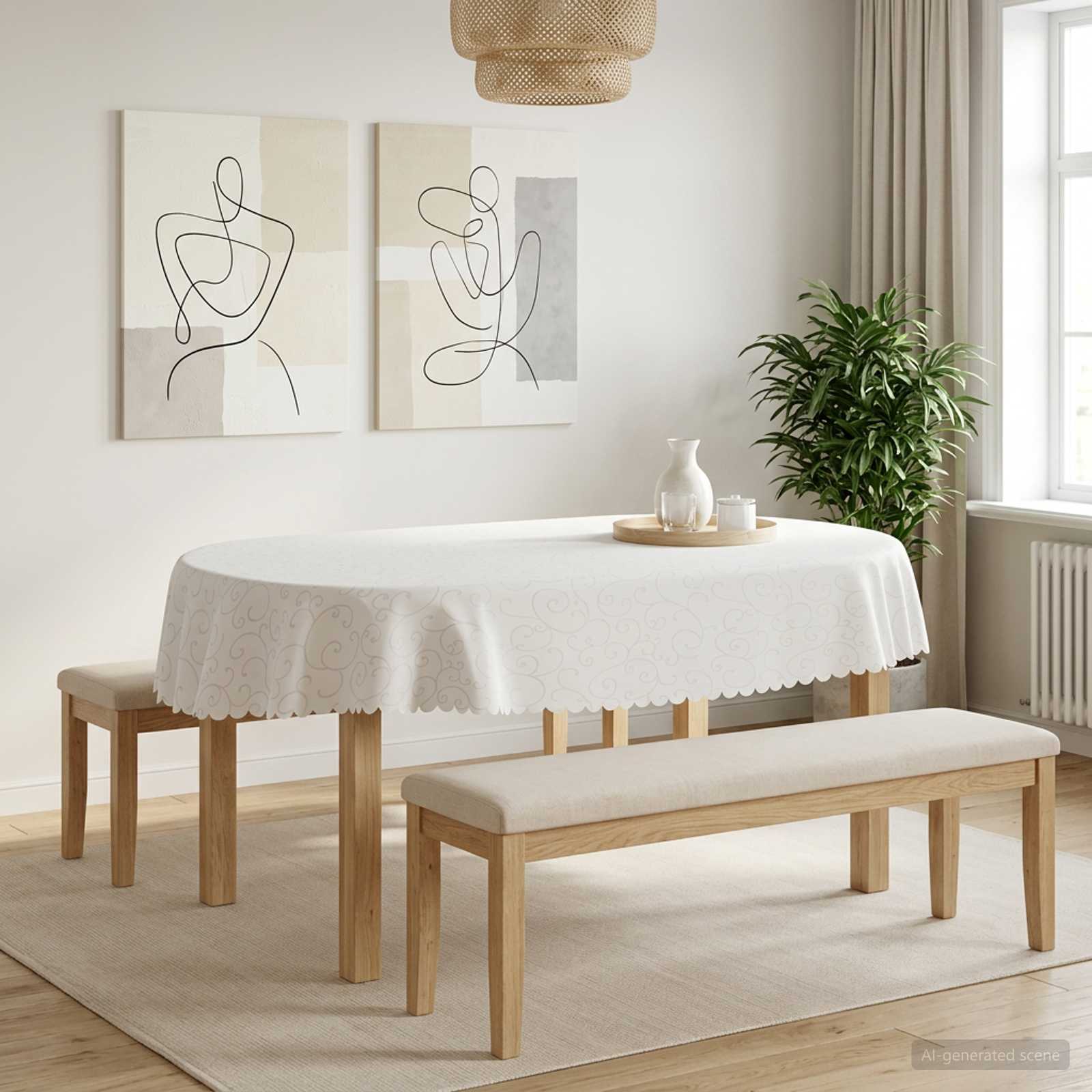 42040525_1.jpg vidaXL Uterák na stôl 5 ks Oválny Biela 160 x 220 cm – Obrázok 1