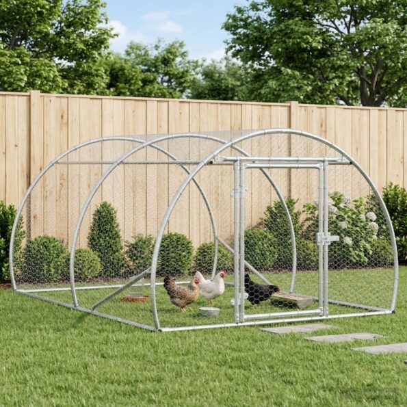 vidaXL Kurník pre kurčatá Strieborná 200 x 150 x 100 cm – Obrázok 9
