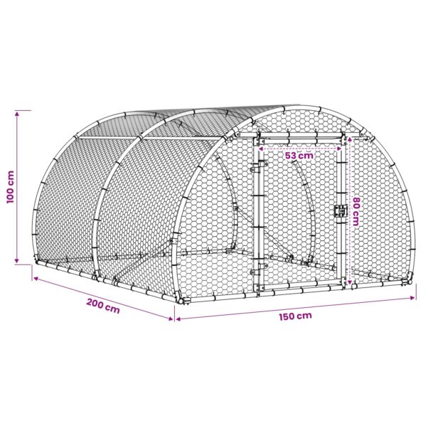 vidaXL Kurník pre kurčatá Strieborná 200 x 150 x 100 cm – Obrázok 8