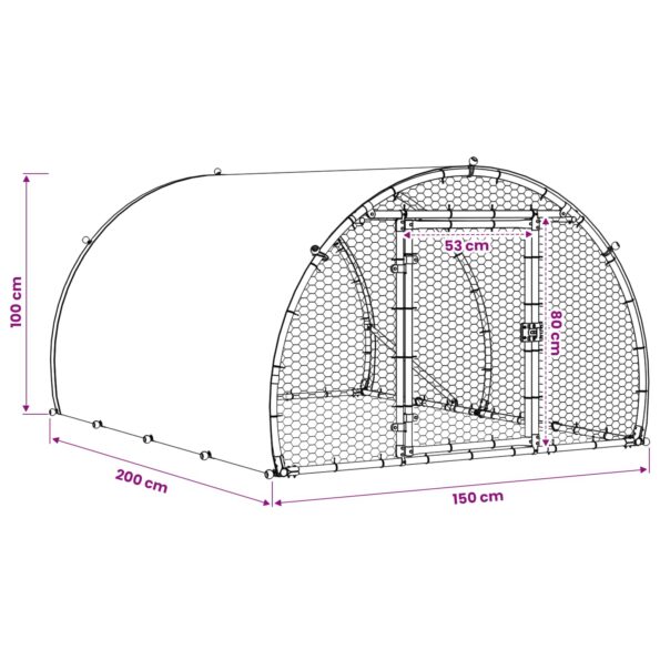 vidaXL Kurník pre kurčatá Strieborná 200 x 150 x 100 cm – Obrázok 9