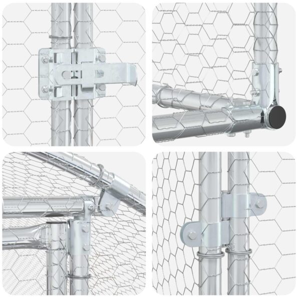 vidaXL Kurník pre kurčatá Strieborná 200 x 200 x 200 cm – Obrázok 6