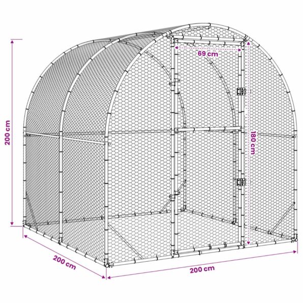 vidaXL Kurník pre kurčatá Strieborná 200 x 200 x 200 cm – Obrázok 8
