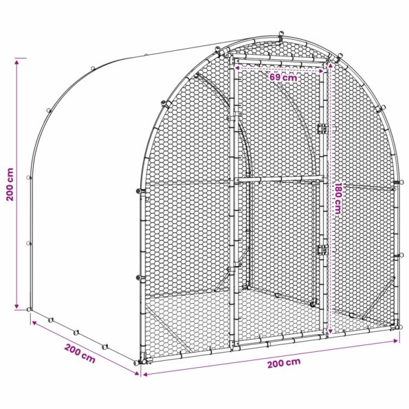 vidaXL Kurník pre kurčatá Strieborná 200 x 200 x 200 cm – Obrázok 10