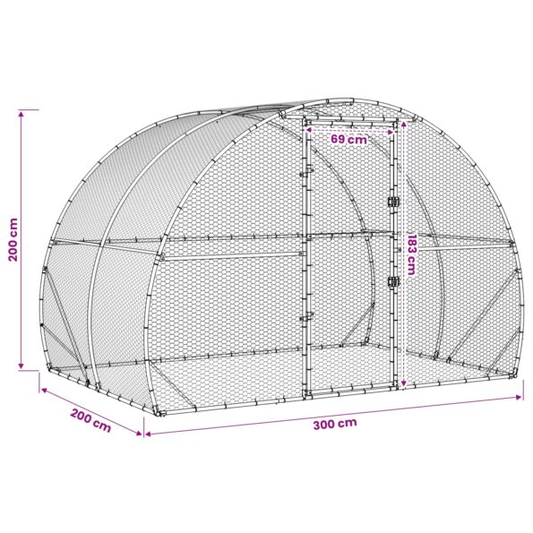 vidaXL Kurník pre kurčatá Strieborná 200 x 300 x 200 cm – Obrázok 8