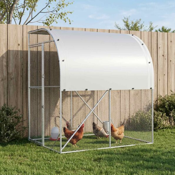 vidaXL Kurník pre kurčatá Strieborná 200 x 200 x 215 cm – Obrázok 9