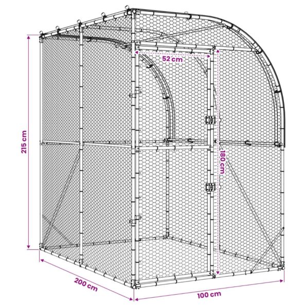 vidaXL Kurník pre kurčatá Strieborná 200 x 200 x 215 cm – Obrázok 8