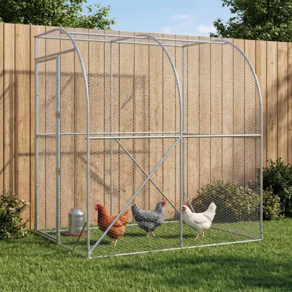 vidaXL Kurník pre kurčatá Strieborná 200 x 200 x 215 cm – Obrázok 8