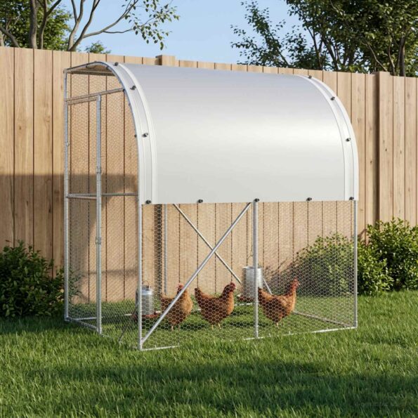 vidaXL Kurník pre kurčatá Strieborná 200 x 200 x 215 cm – Obrázok 9