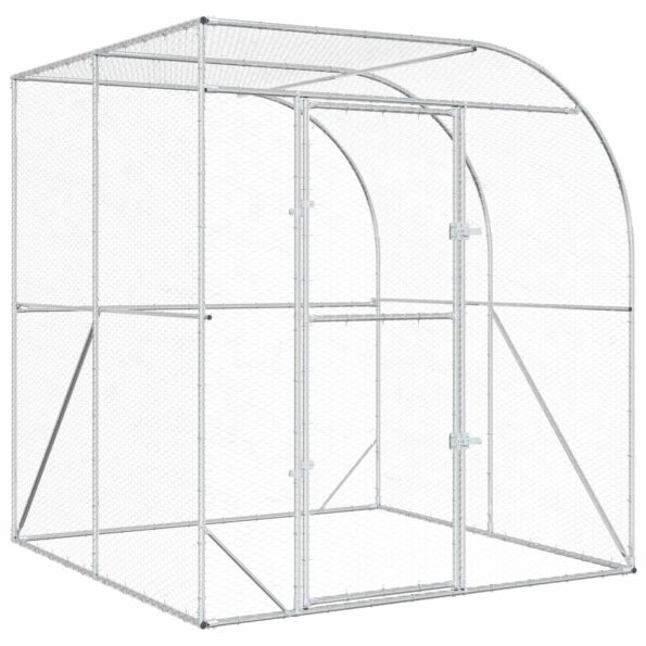 vidaXL Kurník pre kurčatá Strieborná 200 x 200 x 215 cm – Obrázok 2