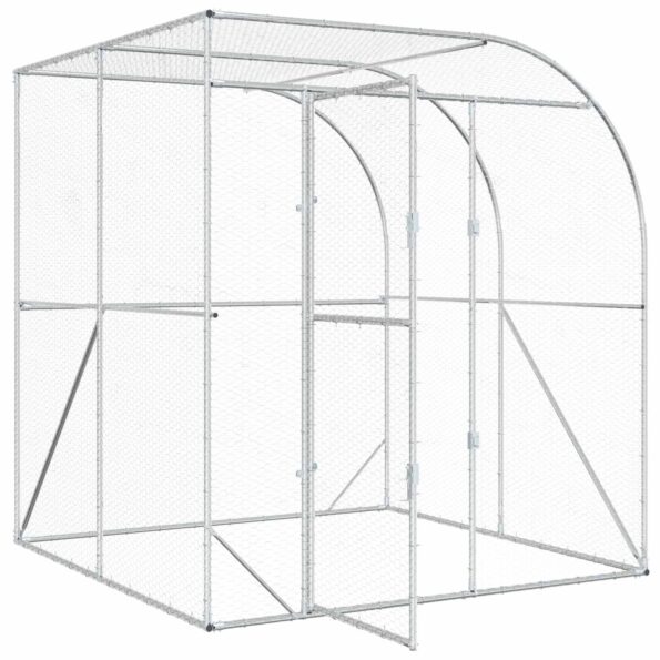 vidaXL Kurník pre kurčatá Strieborná 200 x 200 x 215 cm – Obrázok 3