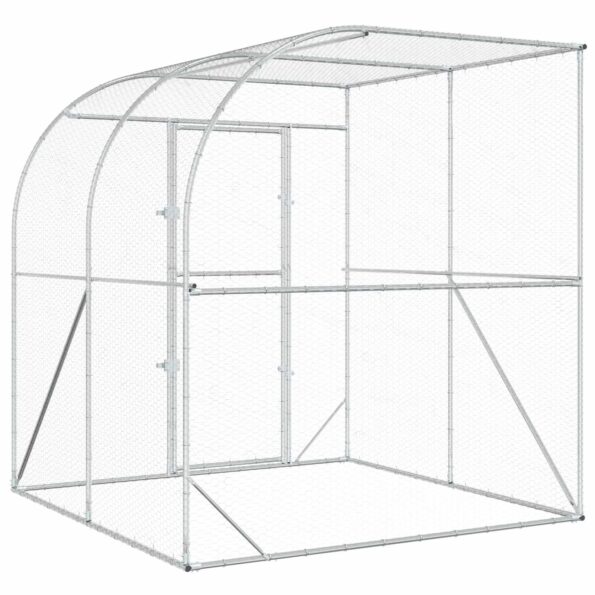 vidaXL Kurník pre kurčatá Strieborná 200 x 200 x 215 cm – Obrázok 6