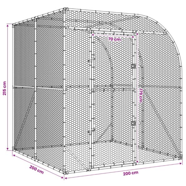 vidaXL Kurník pre kurčatá Strieborná 200 x 200 x 215 cm – Obrázok 8