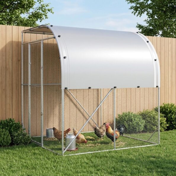 vidaXL Kurník pre kurčatá Strieborná 200 x 200 x 215 cm – Obrázok 9