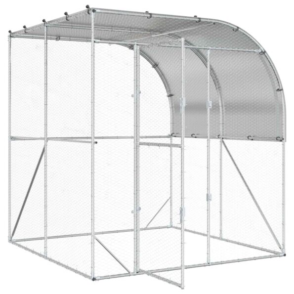 vidaXL Kurník pre kurčatá Strieborná 200 x 200 x 215 cm – Obrázok 2