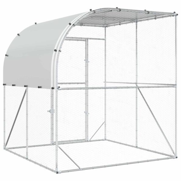 vidaXL Kurník pre kurčatá Strieborná 200 x 200 x 215 cm – Obrázok 5