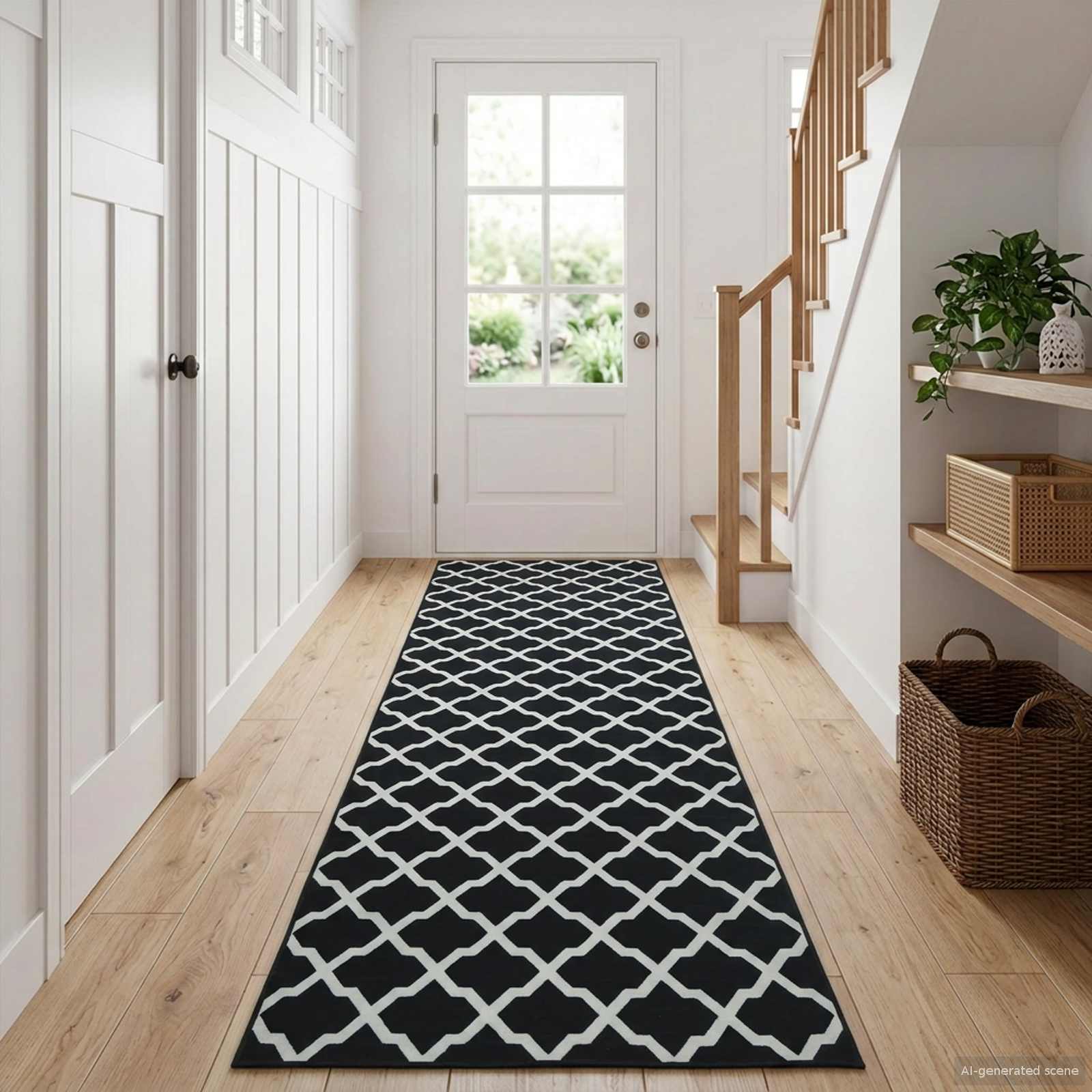 42045365_1.jpg vidaXL Behúň LESAKA Čierna a biela 50 x 400 cm Diamantový zamat – Obrázok 1