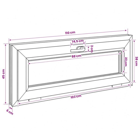 vidaXL Okno s nakloneným základom RISOR 110 x 45 cm – Obrázok 11