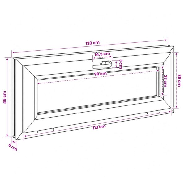 vidaXL Okno s nakloneným základom RISOR 120 x 45 cm – Obrázok 11