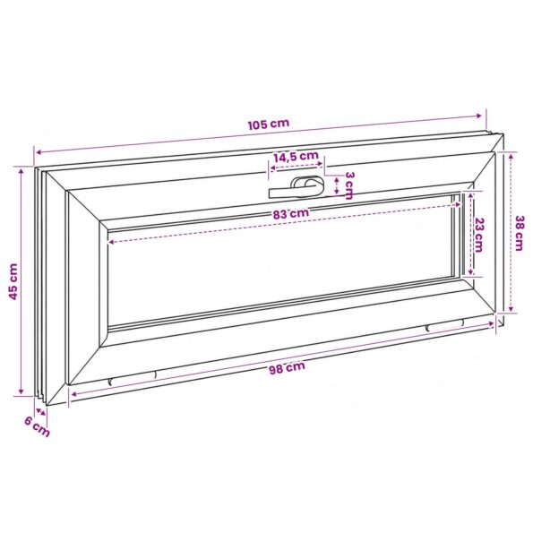 vidaXL Okno s nakloneným základom RISOR 105 x 45 cm – Obrázok 11