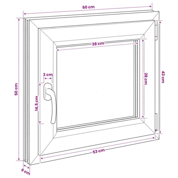 vidaXL Podkrovné okno RISOR 60 x 50 cm PVC a sklo – Obrázok 11