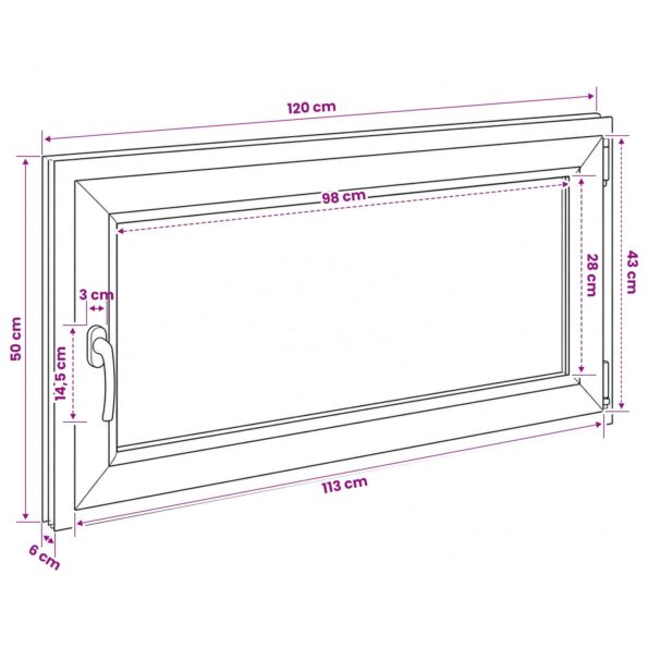 vidaXL Podkrovné okno RISOR 120 x 50 cm PVC a sklo – Obrázok 11