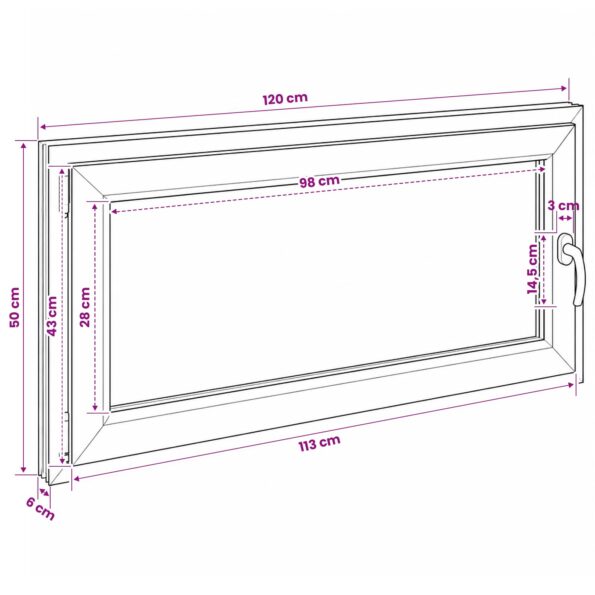 vidaXL Podkrovné okno RISOR 120 x 50 cm PVC a sklo – Obrázok 11