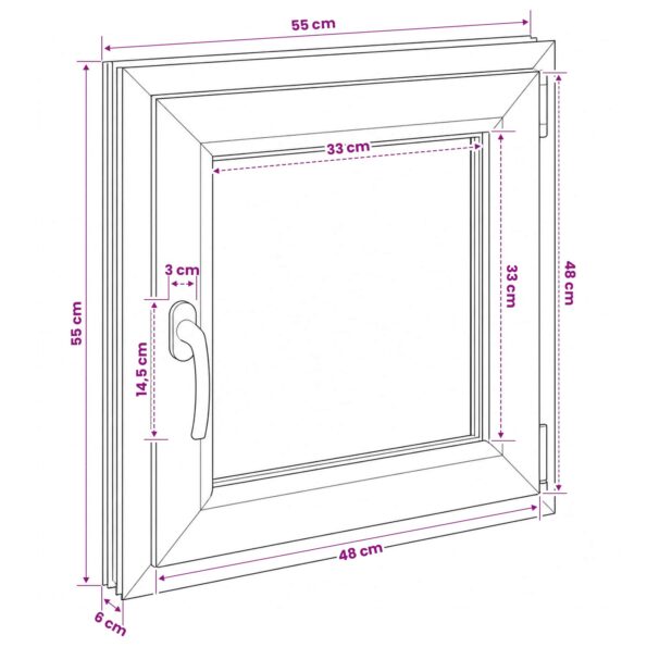 vidaXL Podkrovné okno RISOR 55 x 55 cm PVC a sklo – Obrázok 11