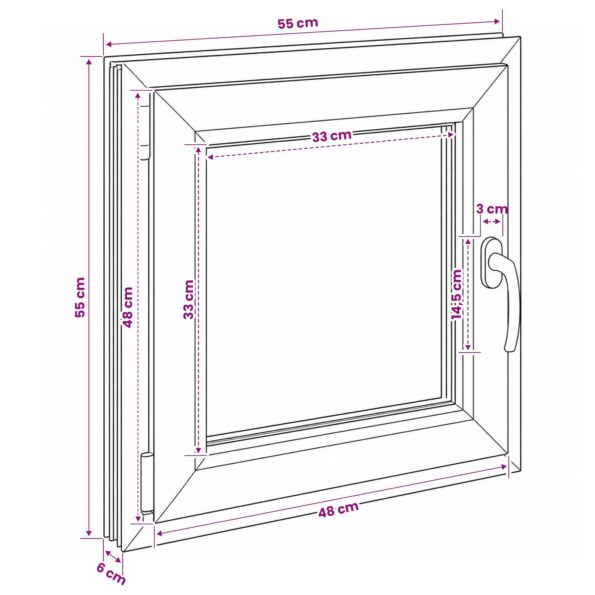 vidaXL Podkrovné okno RISOR 55 x 55 cm PVC a sklo – Obrázok 11