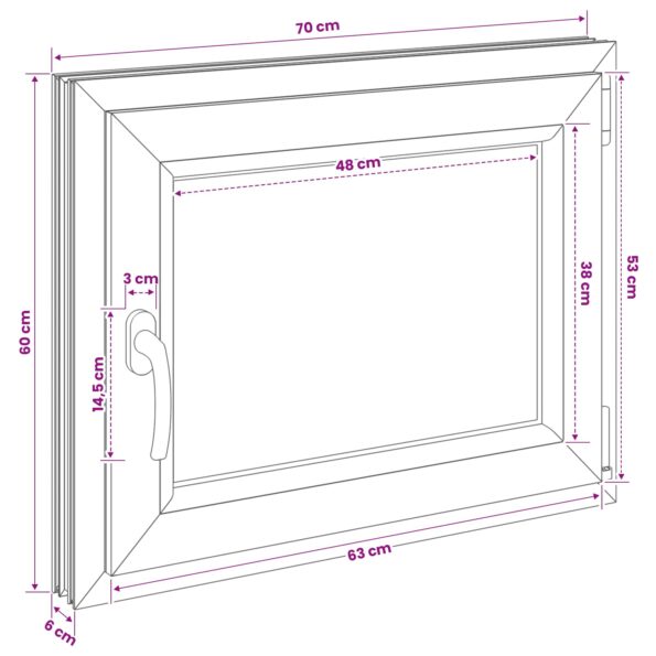 vidaXL Podkrovné okno RISOR 70 x 60 cm PVC a sklo – Obrázok 11