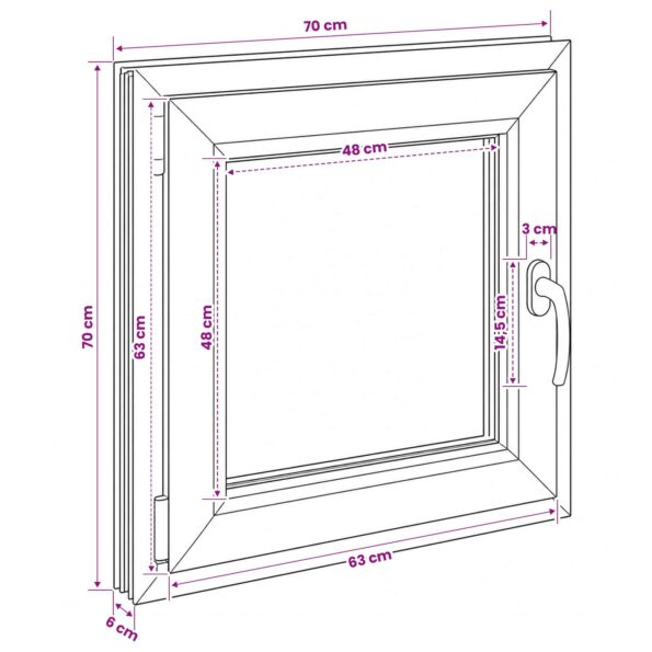 vidaXL Podkrovné okno RISOR 70 x 70 cm PVC a sklo – Obrázok 11