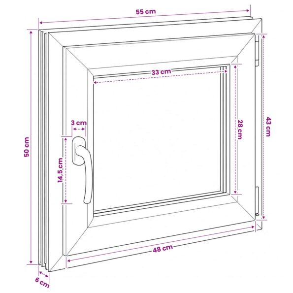 vidaXL Podkrovné okno RISOR 55 x 50 cm PVC a sklo – Obrázok 11