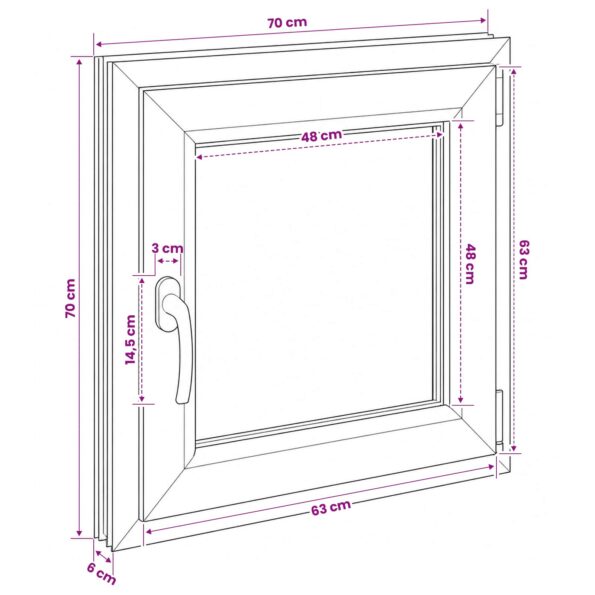 vidaXL Podkrovné okno RISOR 70 x 70 cm PVC a sklo – Obrázok 11