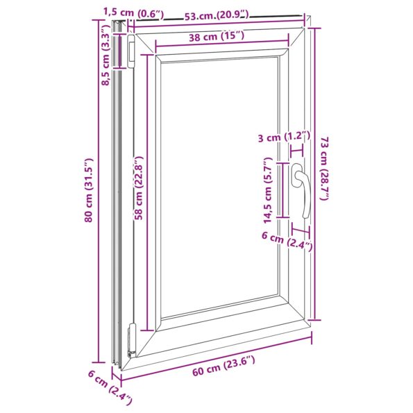 vidaXL Otočné a sklopné okno do suterénu RISOR 60 x 80 cm PVC a sklo – Obrázok 12