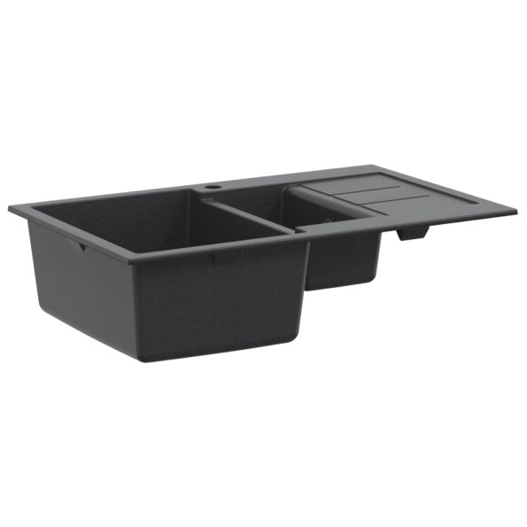 vidaXL Kuchynský dvojdrez Granit 80 x 50 x 30,5 cm Grafitová šedá – Obrázok 2
