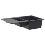 vidaXL Kuchynský dvojdrez Granit 80 x 50 x 30,5 cm Grafitová šedá – Obrázok 4