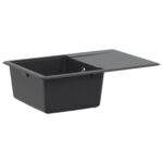 vidaXL Kuchynský jednodrez Granit 67 x 46 x 19 cm Grafitová šedá – Obrázok 2