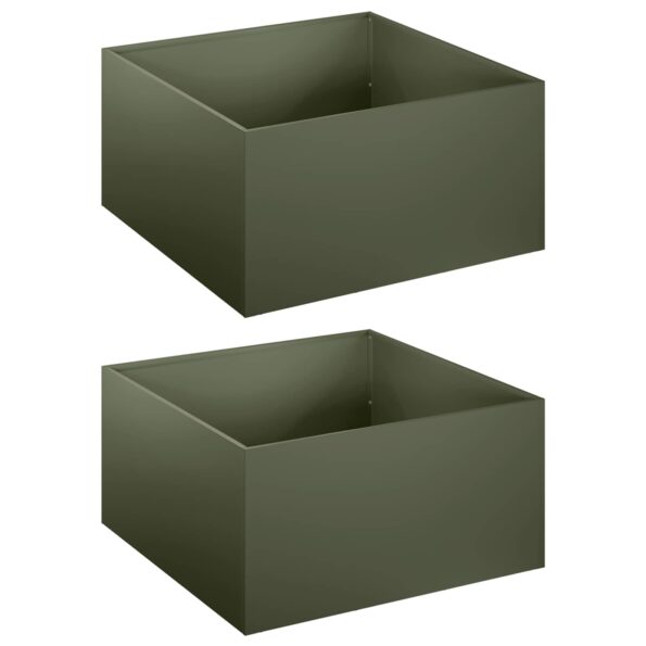 vidaXL Záhradný kvetináč 2 ks Olivovo zelená 60 x 60 x 30 cm – Obrázok 2