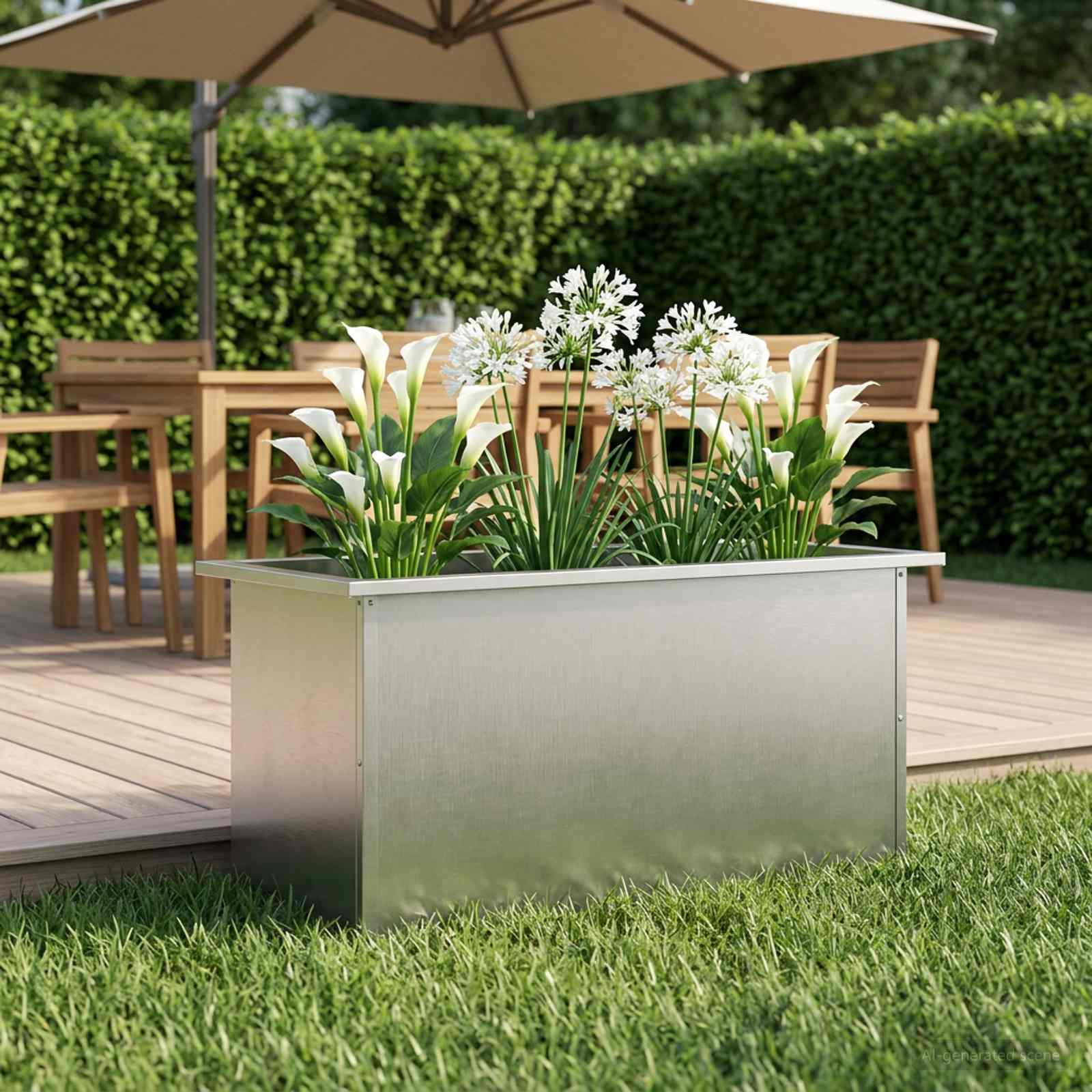8008162_1.jpg vidaXL Záhradný kvetináč s LED Strieborná 40 x 80 x 40 cm – Obrázok 1