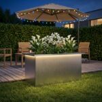 vidaXL Záhradný kvetináč s LED Strieborná 40 x 80 x 40 cm – Obrázok 3