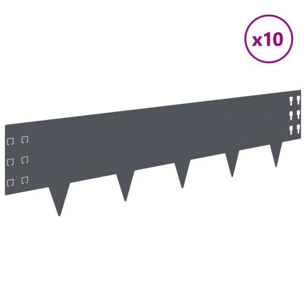 vidaXL Obrubník trávnika 10 ks 100 x 25 cm Oceľ Antracitová – Obrázok 3