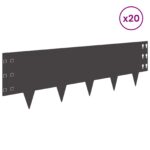 vidaXL Obrubník trávnika 20 ks 100 x 30 cm Oceľ Čierna – Obrázok 3