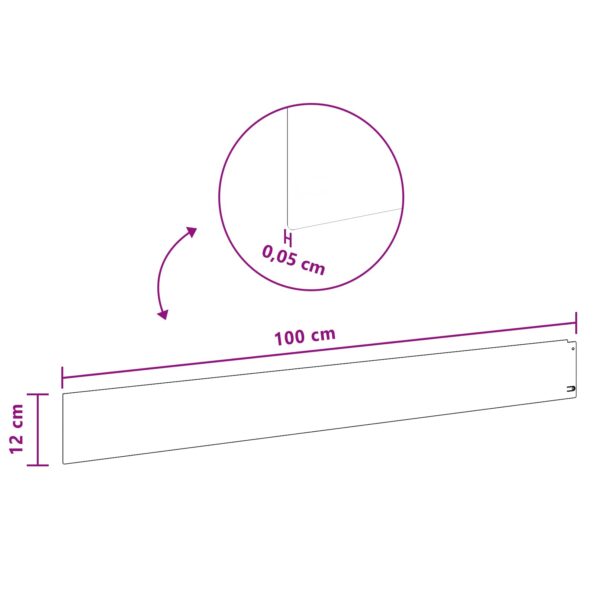 vidaXL Obrubník trávnika 30 ks 100 x 12 cm Oceľ Biela – Obrázok 9