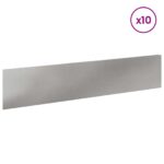 vidaXL Obrubník trávnika 10 ks 100 x 22 cm Oceľ Strieborná – Obrázok 3