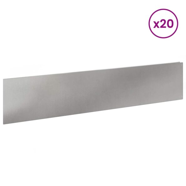 vidaXL Obrubník trávnika 20 ks 100 x 22 cm Oceľ Strieborná – Obrázok 3