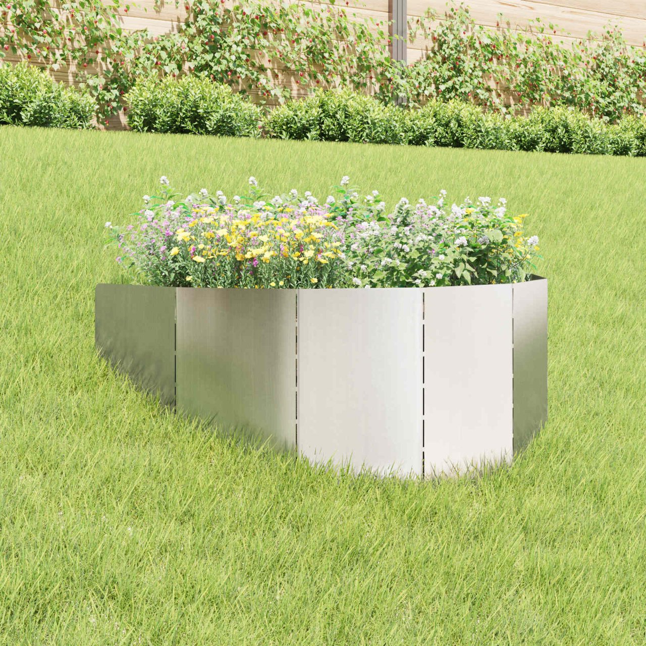 8008897_1.jpg vidaXL Obrubník trávnika 100 x 45 cm Oceľ Strieborná – Obrázok 1