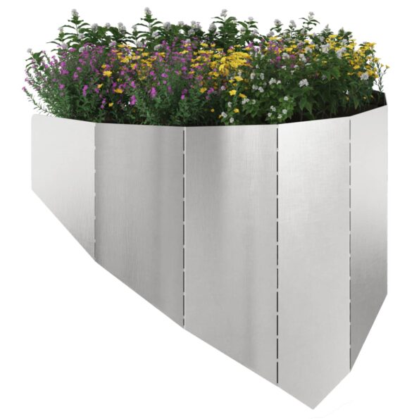 vidaXL Obrubník trávnika 4 ks 100 x 45 cm Oceľ Strieborná – Obrázok 3
