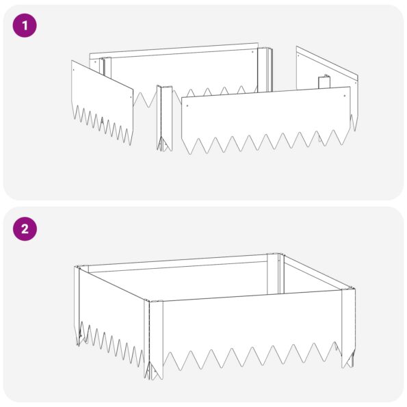 vidaXL Obrubník trávnika 60 x 60 x 20 cm Oceľ Strieborná – Obrázok 7