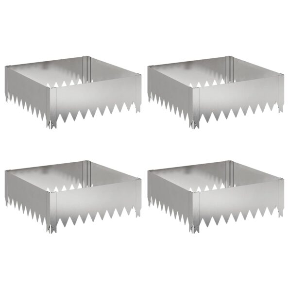 vidaXL Obrubník trávnika 4 ks 60 x 60 x 20 cm Oceľ Strieborná – Obrázok 2